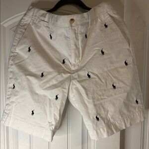 Polo by Ralph Lauren White Embroidered Polo Player Flat Front Shorts